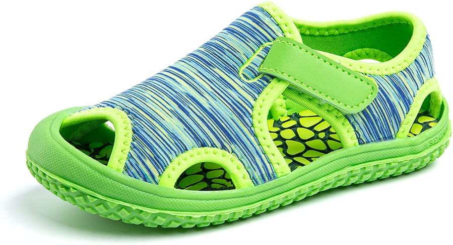 1745953874_61fmuLWofjS._AC_SL1000_.jpg Hitmars Boys Sandals Open Toe Girls Sandals Sports Summer Kids Trekking Shoes Breathable Beach Pool Camouflage Knit Blue Pink Purple Size 4-12 UK Child - Image 1