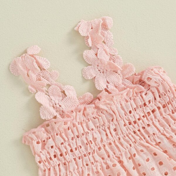 Toddler Baby Girls Summer 2pcs Outfit Sleeveless Pleated Cutout Floral Tank Tops Stretch Ruffle Bloomers Shorts Sets - Image 4