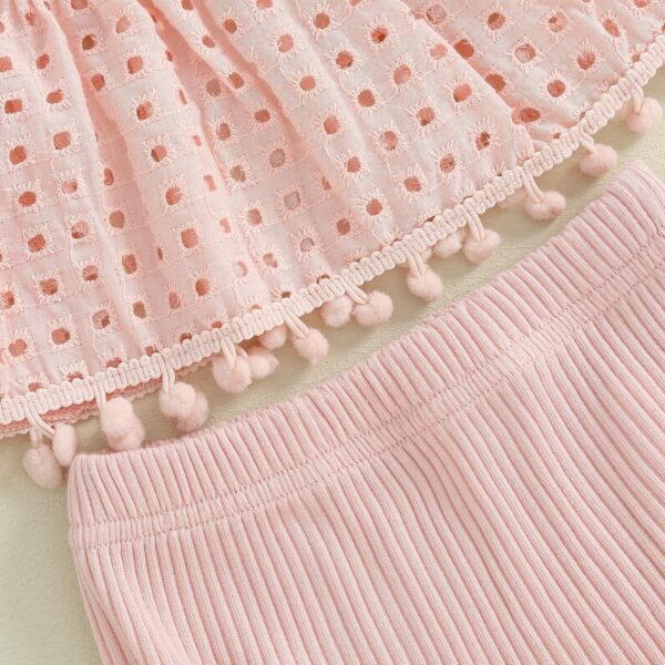 Toddler Baby Girls Summer 2pcs Outfit Sleeveless Pleated Cutout Floral Tank Tops Stretch Ruffle Bloomers Shorts Sets - Image 5