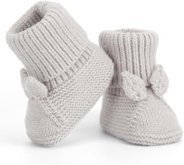 Crochet Baby Booties Newborn Babe First Walkers Knit Boots Warm Crib Shoes Soft Infant Sock for Boy Girls Grey 9-12M - Image 2