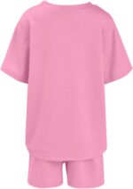 Girls Tracksuit Set Kids Trendy T-shirt + Shorts 2 Piece Outfit Summer Fashion Short Sleeve Fox Letter Print Tops with Loose Jogger Shorts Y2k Activewear Casual Sweatshirt Gym Set UK - Image 5