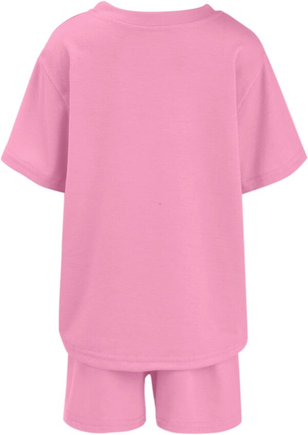 Girls Tracksuit Set Kids Trendy T-shirt + Shorts 2 Piece Outfit Summer Fashion Short Sleeve Fox Letter Print Tops with Loose Jogger Shorts Y2k Activewear Casual Sweatshirt Gym Set UK - Image 5