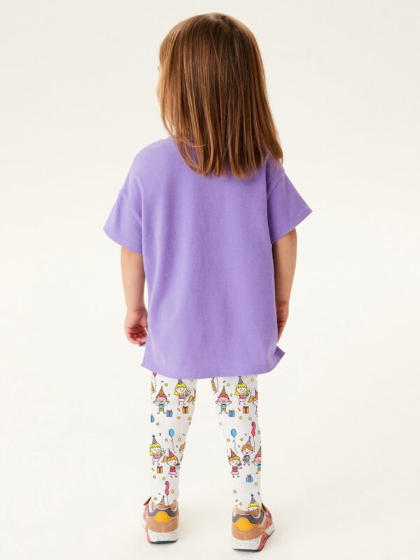 Girls Toddler Outfits Clothes Set Kids Cute Bunny Dancing Birthday Print Short Sleeve T-Shirt Tops Leggings Trousers 2 Piece Set Clothing Age 1-7 Years - Image 3