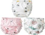 Mifeiwukawa 3 Pack Baby Girls' Toddler Bloomers Diaper Covers Briefs Underwear Set with Bow Ruffle for Infant Kids Girls 6-36 Months