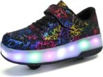 HUSKSWARE Roller Skates, 2-Wheel Skateboard Shoes, Adjustable Multifunctional Sports Shoes, USB Charging Mode, for Boys and Girls, Sizes 31-40 EU.