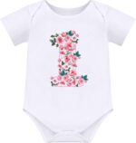 FYMNSI Baby Girl 1st Birthday Outfit Flower Printed Cotton Short Sleeve Romper Tutu Tulle Skirt Crown Headband 3pcs Set - Image 2