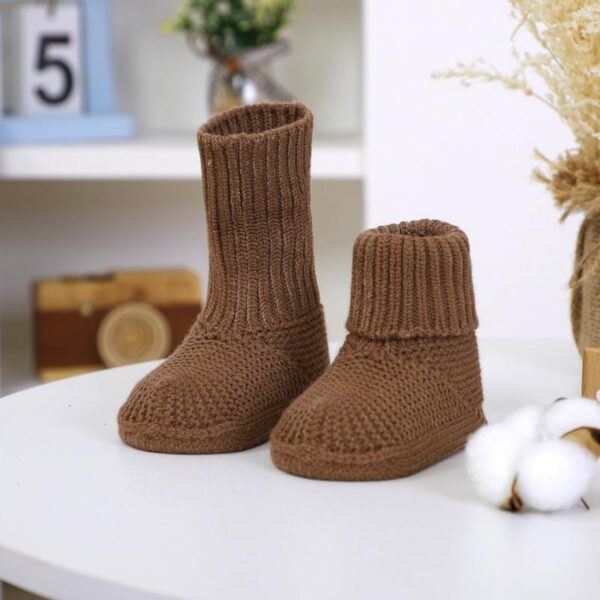 LAWKUL Baby Booties Newborn Babe First Walkers Non-Slip Stay On Boots Crib Shoes Sock Warm Knit Booties for Infant - Image 3