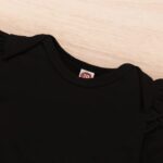 Newborn Baby Girl Set Ruffled Sleeve Romper Polka Dots Shorts Bloomers Bowknot Headband Boutique Clothes, Yxx017a-black, 0- 3 Months - Image 4