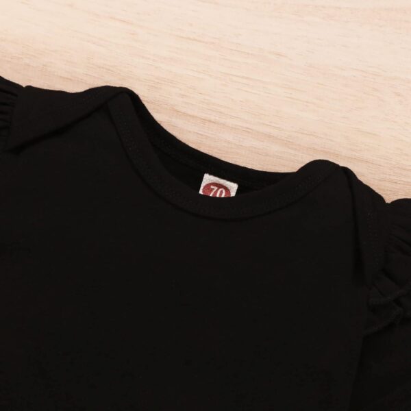 Newborn Baby Girl Set Ruffled Sleeve Romper Polka Dots Shorts Bloomers Bowknot Headband Boutique Clothes, Yxx017a-black, 0- 3 Months - Image 4