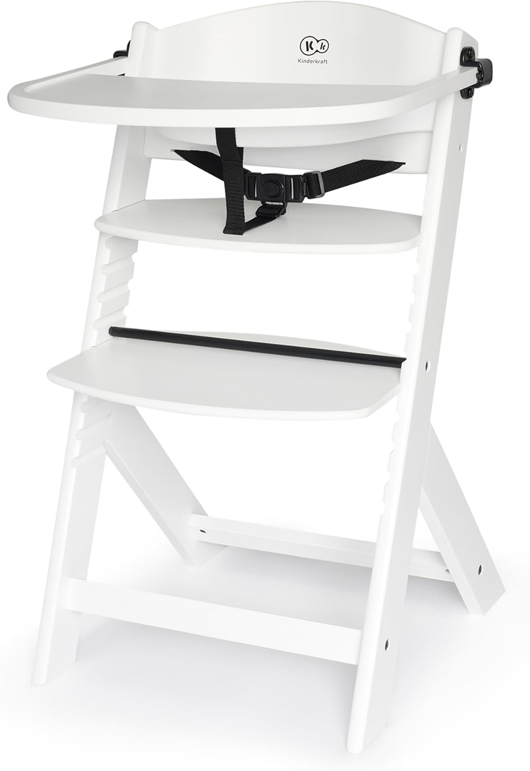 516EUAXGLuL._AC_SL1500_.jpg Kinderkraft Wooden Highchair 3 in 1 ENOCK, Multifunctional Baby Chair, Ajustable Heigh and Footrest, Safety Harness, with Detachable Tray, for Children up to 10 Years, White - Image 1