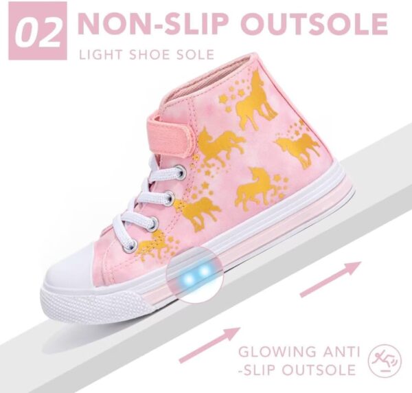 Boys Girls Trainers Kids High-Top Flashing Canvas Shoes Unisex Child Light Up Lightweight Casual Shoes - Image 3