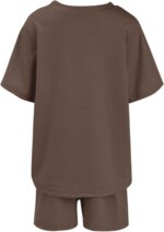 Girls Tracksuit Set Kids Trendy T-shirt + Shorts 2 Piece Outfit Summer Fashion Short Sleeve Fox Letter Print Tops with Loose Jogger Shorts Y2k Activewear Casual Sweatshirt Gym Set UK - Image 5