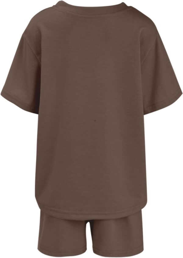 Girls Tracksuit Set Kids Trendy T-shirt + Shorts 2 Piece Outfit Summer Fashion Short Sleeve Fox Letter Print Tops with Loose Jogger Shorts Y2k Activewear Casual Sweatshirt Gym Set UK - Image 5