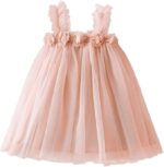 JiAmy Toddler Girl Tulle Dress Princess Casual Summer Strap Flower Sundress Mesh Sleeveless Kids Baby Dresses for Age 2-6