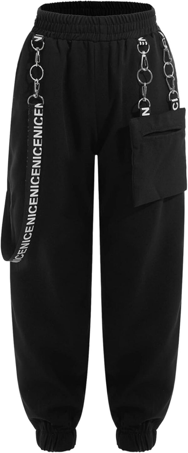 Alvivi Kids Girls 2 Piece Dance Outfit Hip Hop Tracksuit Racerback Crop Tank Top and Cargo Pants Baggy Trousers Set - Image 5