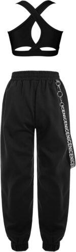 Alvivi Kids Girls 2 Piece Dance Outfit Hip Hop Tracksuit Racerback Crop Tank Top and Cargo Pants Baggy Trousers Set - Image 2