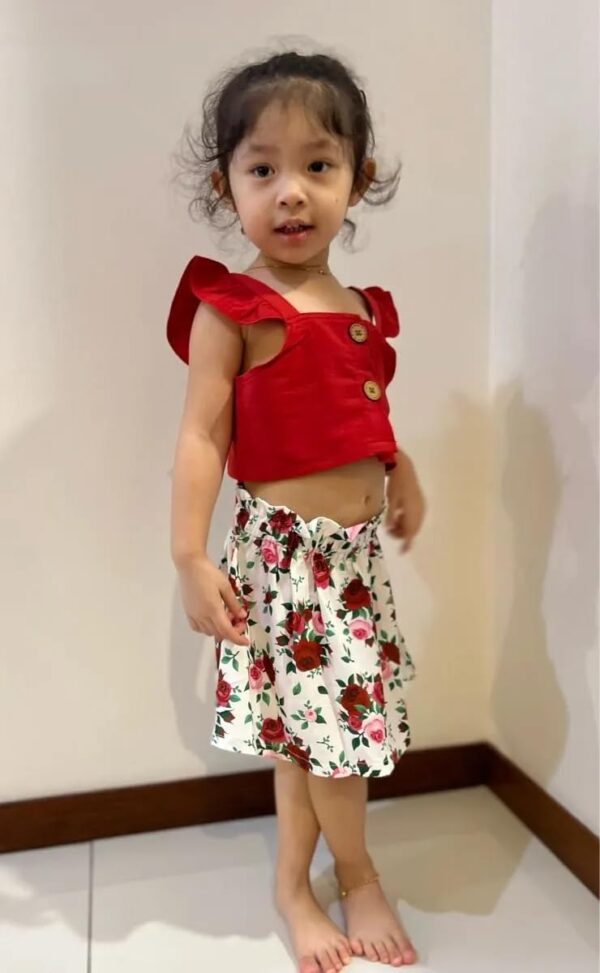 Derouetkia Toddler Baby Girl Summer Clothes Short Tops + Floral Print Skirt Outfit Set - Image 3