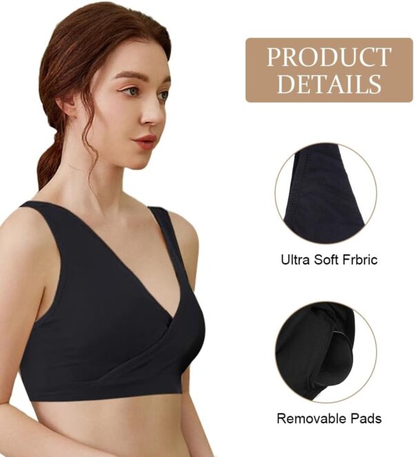 AUYAO Maternity Nursing Bras, 3 Pcs Nursing Sleep Bras, Wirefree Maternity Breastfeeding Bras, Comfortable Wireless Bra Night Sleep Top, Sleep Nursing Bras for Breastfeeding and Sleeping - Image 4