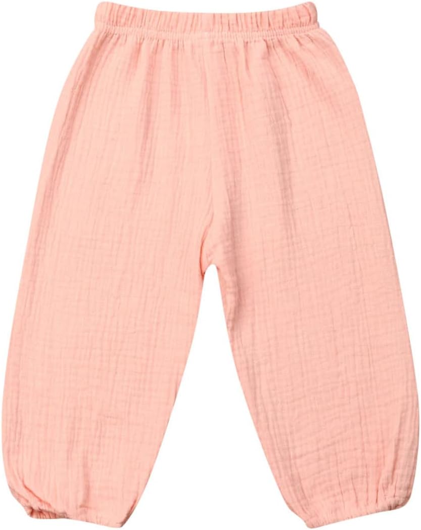 51B2Q5xYikL._AC_SL1200_.jpg BULINGNA Toddler Kids Baby Boy Girl Cotton Linen Elastic Basic Harem Long Pants Bloomers Casual Joggers - Image 1
