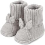 Crochet Baby Booties Newborn Babe First Walkers Knit Boots Warm Crib Shoes Soft Infant Sock for Boy Girls Grey 9-12M