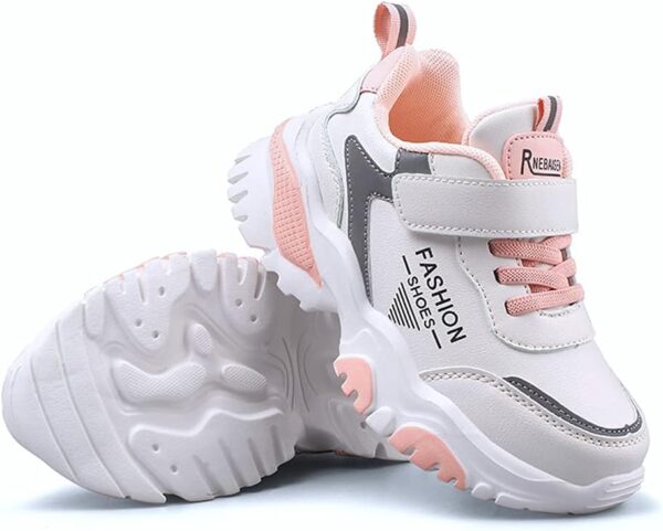 NEBAI · LESEN Kid Girls and Boys Running Sneakers Outdoor Leather Lightweight Fashion Shoes Athletic Walking Shoes - Image 3