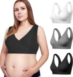 AUYAO Maternity Nursing Bras, 3 Pcs Nursing Sleep Bras, Wirefree Maternity Breastfeeding Bras, Comfortable Wireless Bra Night Sleep Top, Sleep Nursing Bras for Breastfeeding and Sleeping - Image 9