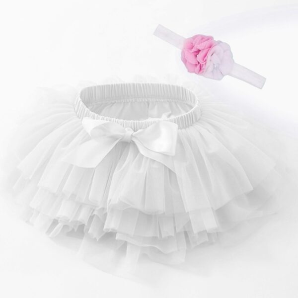 Beganly Baby Girls Soft Fluffy Ruffles Tulle Skirt with Diaper Cover Toddler Princesses Party Tutu Sets with Flower Headband - Image 3