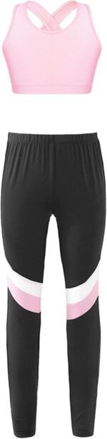 iEFiEL Kids Girls 2 Piece Outfits Crop Top Sports Bras and Athletic Leggings Set Yoga Pants Tracksuit Activewear Set