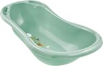 keeeper Funny Farm Ergonomic Baby Bath with Plug, For Babies From 0 to Approx. 12 Months, 84 cm, Maria, Nordic Green - Image 2