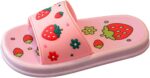 HAOLEI Baby Girls Slide Sandals Strawberry Print Soft Sole Slip On Sliders Thick Bottom Cloud Sliders Summer Slippers Beach & Pool Shoes for Toddlers Children Kids 2-10 Years