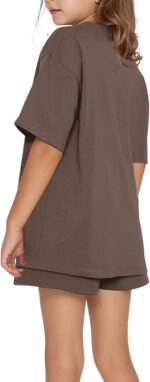 Girls Tracksuit Set Kids Trendy T-shirt + Shorts 2 Piece Outfit Summer Fashion Short Sleeve Fox Letter Print Tops with Loose Jogger Shorts Y2k Activewear Casual Sweatshirt Gym Set UK - Image 2