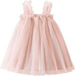JiAmy Toddler Girl Tulle Dress Princess Casual Summer Strap Flower Sundress Mesh Sleeveless Kids Baby Dresses for Age 2-6 - Image 6