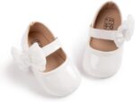 Sonsage Infant Baby Girls Bowknot Mary Jane Toddler PU Leather Soft Sole Princess Wedding Dress First Walking Flats Prewalker Newborn Ballet Shoes