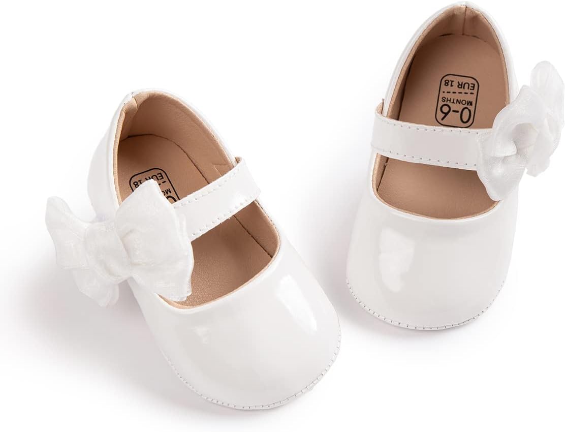 51SXKvbPxkL._AC_SL1200_.jpg Sonsage Infant Baby Girls Bowknot Mary Jane Toddler PU Leather Soft Sole Princess Wedding Dress First Walking Flats Prewalker Newborn Ballet Shoes - Image 1