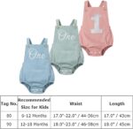 IBTOM CASTLE Baby Girls Boys One Letter Print Birthday Party Romper Overalls Cake Smash Corduroy Sleeveless Backless Bodysuit Photo Shoot Outfit - Image 7