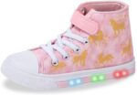 Boys Girls Trainers Kids High-Top Flashing Canvas Shoes Unisex Child Light Up Lightweight Casual Shoes