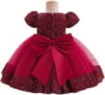 miço kids Girls Sequin Tulle Dress, Girl Ball Gown Birthday Party Outfit, Satin Princess Dress, Flower Girl Wedding Outfit - Image 2