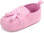 LONSOEN Baby Girls Boys Loafers Prewalker Moccasin Crib Shoes Pink Size: 0-6 Months Infant