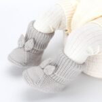 Crochet Baby Booties Newborn Babe First Walkers Knit Boots Warm Crib Shoes Soft Infant Sock for Boy Girls Grey 9-12M - Image 3