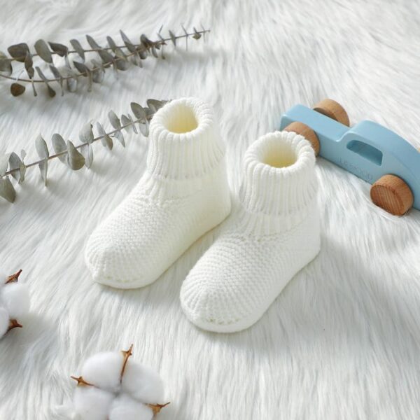 LAWKUL Baby Booties Newborn Babe First Walkers Non-Slip Stay On Boots Crib Shoes Sock Warm Knit Booties for Infant - Image 5