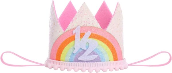 IBTOM CASTLE Cake Smash Outfit 1st Birthday Girl Rainbow Romper + Tutu Skirt Headband 3pcs Set Year Old Two One Crown Dress Photo Shoot Clothes 2 - Image 6