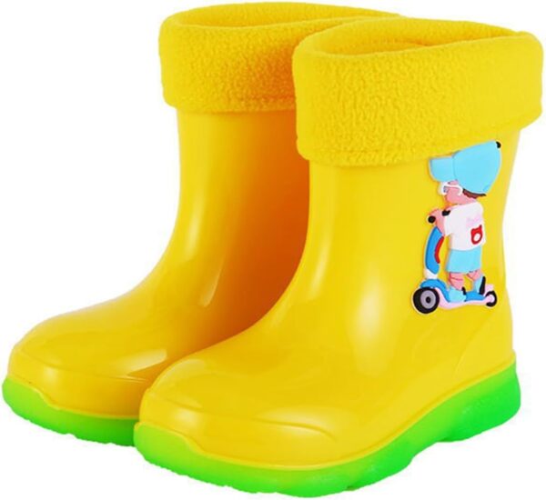 SRTUMEY Clearance Kids Baby Warm Wellies Cute Print Waterproof Rain Boots Toddler Boys Girls Winter Fleece Lined Boots Non Slip Thermal Wellington Boots - Image 4