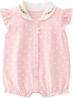 Baby Girls Pyjama Summer, Short Sleeve Romper Cotton Bodysuit 0-3 Months