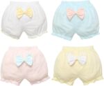 JEATHA 4-Pack Toddler Girls Cotton Bloomers Briefs Short Panties Infant Cute Ruffle Breathable Underwear