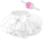 Beganly Baby Girls Soft Fluffy Ruffles Tulle Skirt with Diaper Cover Toddler Princesses Party Tutu Sets with Flower Headband