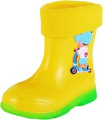 SRTUMEY Clearance Kids Baby Warm Wellies Cute Print Waterproof Rain Boots Toddler Boys Girls Winter Fleece Lined Boots Non Slip Thermal Wellington Boots