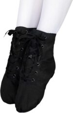 Kids Jazz Boots Split Sole Girls Dance Shoes with Laces Canvas Solid Color Slip On Boys Trainers High Top Soft Sole Breathable Ballet Dancing Sneakers - Image 2