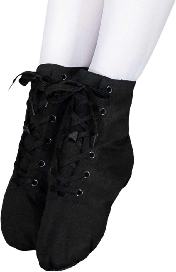 Kids Jazz Boots Split Sole Girls Dance Shoes with Laces Canvas Solid Color Slip On Boys Trainers High Top Soft Sole Breathable Ballet Dancing Sneakers - Image 2