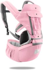 SONARIN 3 in 1 Multifunction Hipseat Baby Carrier,Front and Back,100% Cotton,Ergonomic,Easy Mom,Adapted to Your Child's Growing(Pink)
