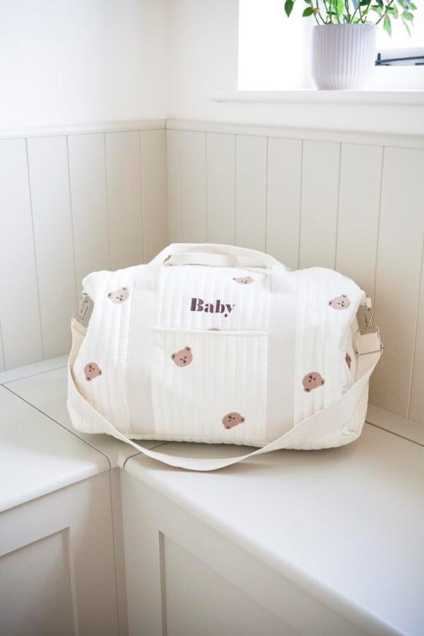 Maternity Labour Hospital Essentials Bag - Multi-Purpose Baby Changing & Pram Bag - Neutral Teddy Bear Print, Gender Neutral - Image 2